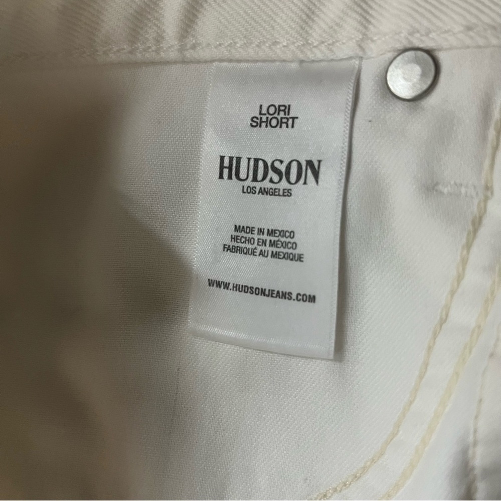 NWT Hudson Lori High Rise White Denim Shorts Button Fly - Picture 13 of 14